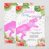 Drievoudige dinosauruszusvervroegde uitnodiging (Voorkant / Achterkant)