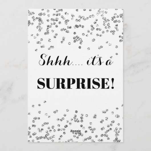 Drievoudige Feestconfetti Nep Zilver Uitnodiging (Achterkant)