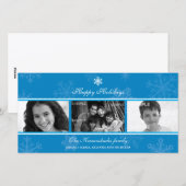 Drievoudige Foto Kaart met Blauwe Sneeuwvlok (Voorkant / Achterkant)