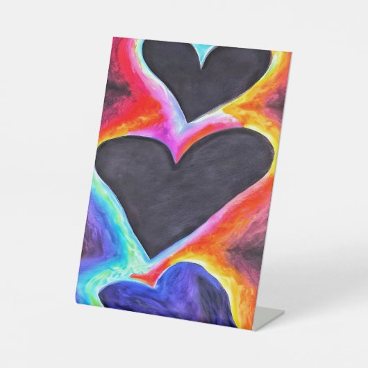 Drievoudige foto, vrij van hart reclamebord met voetstuk (Voorkant)