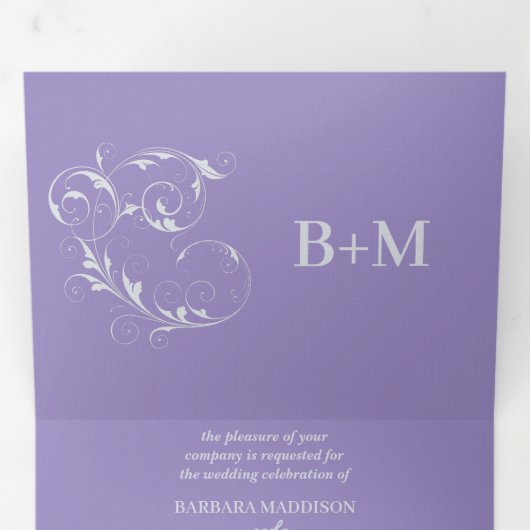 Drievoudige gepersonaliseerde bruiloft uitnodiging (Binnenzijde eerst)