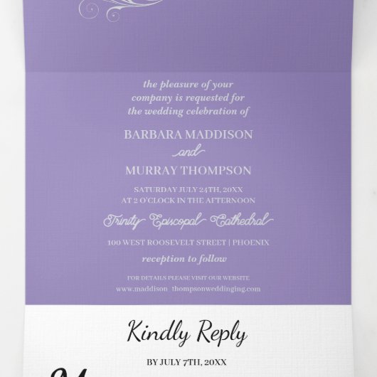 Drievoudige gepersonaliseerde bruiloft uitnodiging (Binnenkant midden)