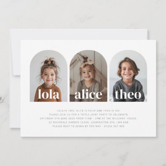 Drievoudige gezamenlijke landschapsfoto verjaardag kaart (Voorkant)