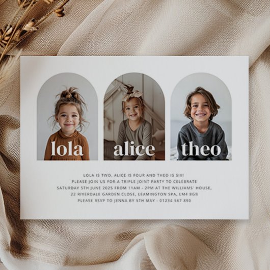 Drievoudige gezamenlijke landschapsfoto verjaardag kaart