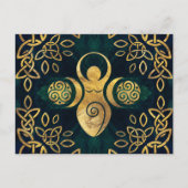 Drievoudige godin met tris - goud en groen briefkaart (Voorkant)
