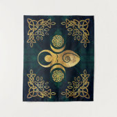 Drievoudige godin met tris - goud en groene tape wandkleed (Voorkant)