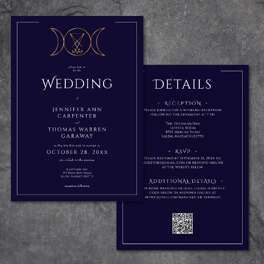 Drievoudige Godin Wiccan Maan Blauwe Huwelijk Twee Kaart