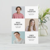 Drievoudige Grad 3 Foto Moderne Afstudeerfeestje Kaart (Staand voorkant)