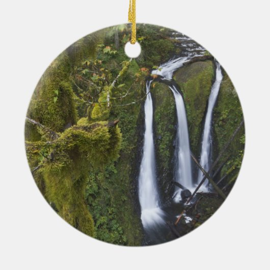 Drievoudige Herfsten, Columbia River Gorge Keramisch Ornament (Achterkant)