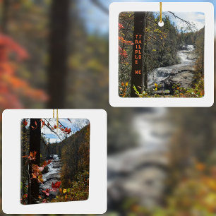 Drievoudige Herfsten DuPont State Forest NC Photog Keramisch Ornament