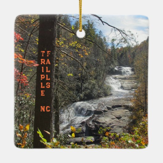 Drievoudige Herfsten DuPont State Forest NC Photog Keramisch Ornament (Achterkant)