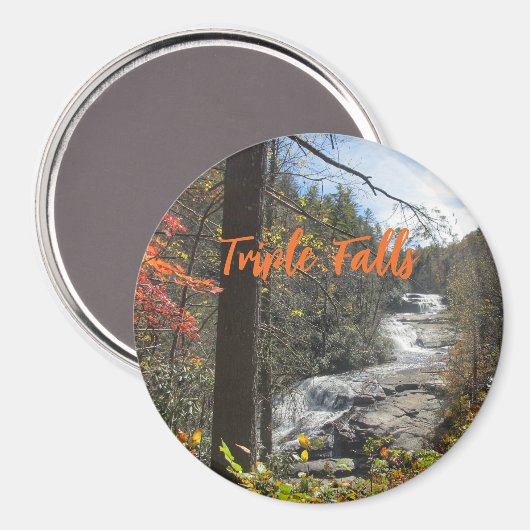 Drievoudige Herfsten North Carolina Waterval Fotog Magneet (Voorkant / Achterkant)