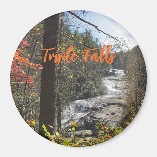 Drievoudige Herfsten North Carolina Waterval Fotog Magneet (Voorkant)