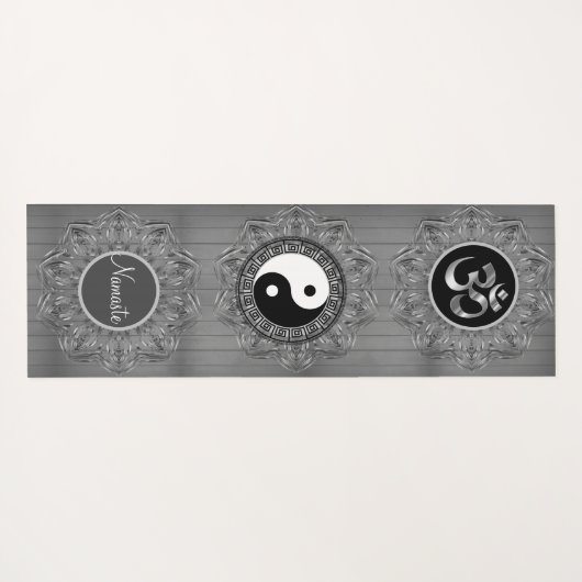 Drievoudige Hexagon Mandalas OM Symbool Yin Yang N Yogamat (Achterkant (horizontaal))