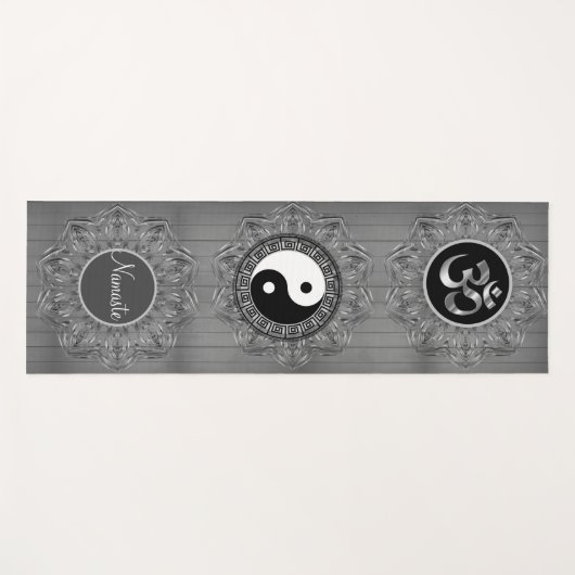 Drievoudige Hexagon Mandalas OM Symbool Yin Yang N Yogamat (Voorkant (horizontaal))