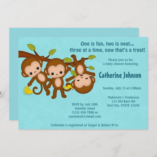 DRIEVOUDIGE KANTOONSTERS Babyschoenen BLAUW MM2 Kaart (Voorkant / Achterkant)