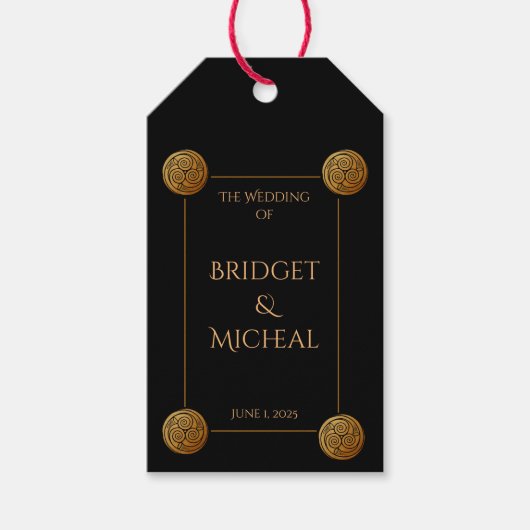 Drievoudige Keltische knoop wervelen bruiloft Cadeaulabel (Voorkant)