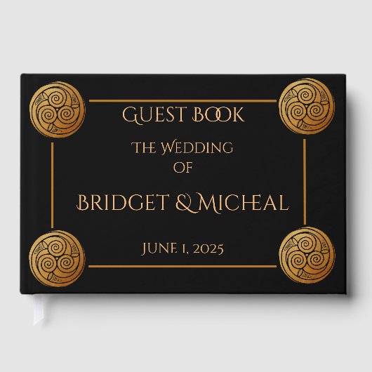 Drievoudige Keltische knoop wervelen bruiloft Gastenboek (Voorkant)