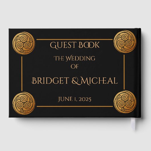 Drievoudige Keltische knoop wervelen bruiloft Gastenboek (Achterkant)