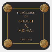 Drievoudige Keltische knoop wervelen bruiloft Vierkante Sticker (Voorkant)