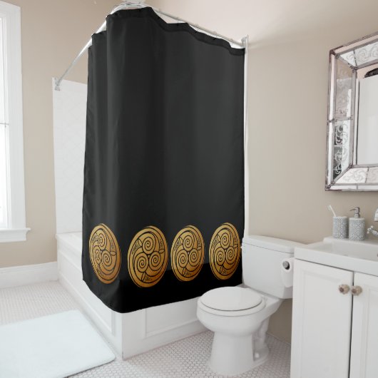 Drievoudige Keltische Knoopwervel Mandala Douchegordijn (In situ)