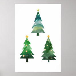drievoudige kerstboom poster