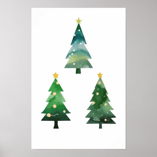 drievoudige kerstboom poster (Voorkant)