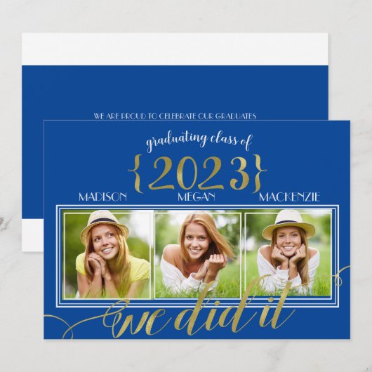 Drievoudige KLANT KLOR Gold Lijst Afstuderen fotok Aankondiging (Voorkant / Achterkant)
