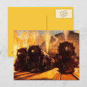 Drievoudige locomotieven op het BRIEFKAART van het (Voorkant / Achterkant)