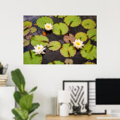 Drievoudige Lotus & Waterlelieblad Patroon Poster (Thuiskantoor)