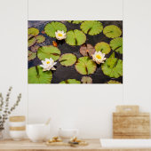 Drievoudige Lotus & Waterlelieblad Patroon Poster (Keuken)