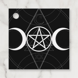 Drievoudige Maan Geometrie Pentagram Wicca Verjaar Bedankjes Labels