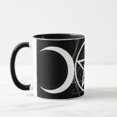 Drievoudige Maan Geometrie Pentagram Zwart & Wit W Mok (Links)