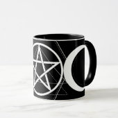 Drievoudige Maan Geometrie Pentagram Zwart & Wit W Mok (Voorkant rechts)
