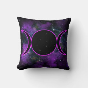 Drievoudige Maan Godin Paarse Gloed Universum Ruim Kussen