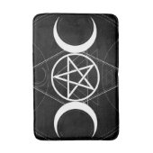 Drievoudige Maan Godin Pentagram Zwart & Wit Wicca Badmat (Voorkant Verticaal)