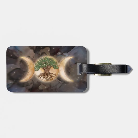 Drievoudige Maan levensboom Bagagelabel (Achterkant horizontaal)