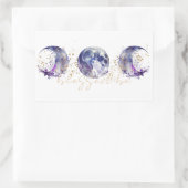 Drievoudige Maan Paarse en Goud Rechthoekige Sticker (Tas)