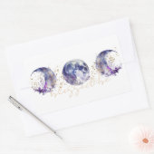 Drievoudige Maan Paarse en Goud Rechthoekige Sticker (Envelop)