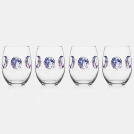 Drievoudige Maan Paarse en Goud Wijnglas Zonder Voet