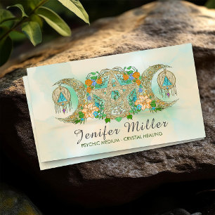 Drievoudige maan Pentagram Illustratie Visitekaartje