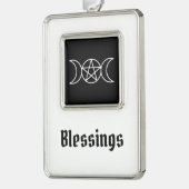 Drievoudige maan pentakel godin verzilverd omlijst ornament (Links)