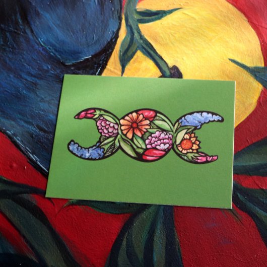 Drievoudige maan symbool tuin bloei briefkaart