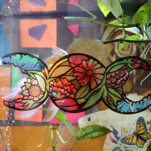 Drievoudige maan symbool tuin bloei raamsticker