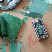 Drievoudige maan symbool tuin bloei rubberstempel