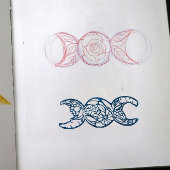 Drievoudige maan symbool tuin bloei rubberstempel