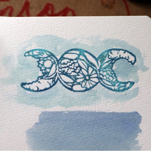 Drievoudige maan symbool tuin bloei rubberstempel