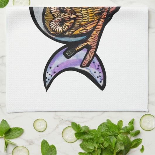 drievoudige-maanuil theedoek (Gevouwen)