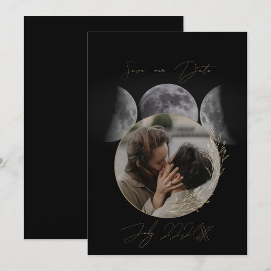 Drievoudige Moon-foto slaat de datum op Kaart (Voorkant / Achterkant)