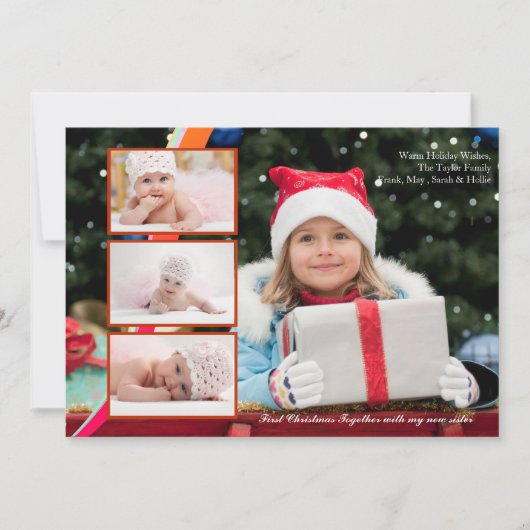 Drievoudige Overlay Fotokaart Feestdagenkaart (Voorkant)